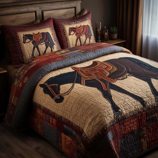 Western Saddle 3-Piece Quilted Bedding Set GFTOHD13154