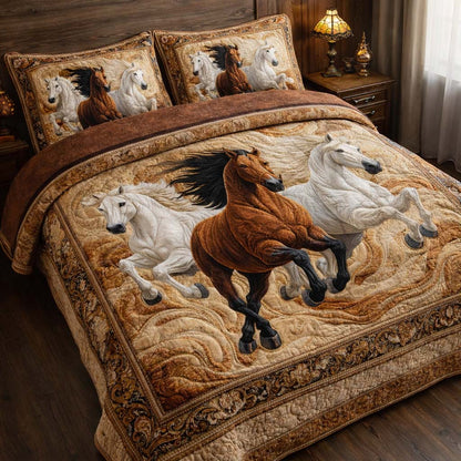 Running Stallions 3-Piece Quilted Bedding Set GFTOHD13155