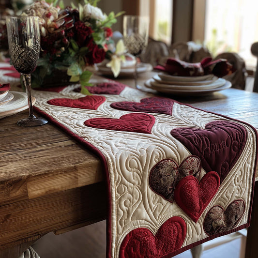 Romantic Heart Quilted Table Runner GFTOHD13271