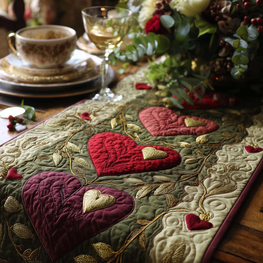 Golden Heart Garden Quilted Table Runner GFTOHD13274