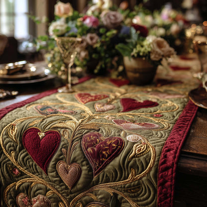 Autumn Heart Elegance Quilted Table Runner GFTOHD13276