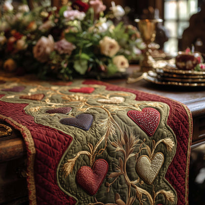 Heirloom Heart Patchwork Quilted Table Runner GFTOHD13277