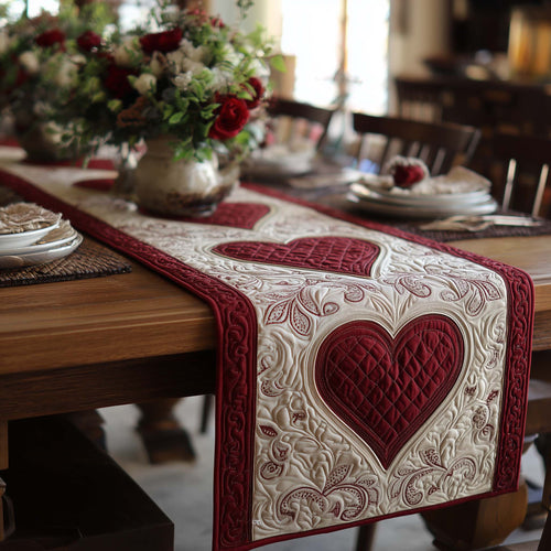 Crimson Heartloom Quilted Table Runner GFTOHD13280
