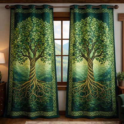 Emerald Life Tree Quilted Curtains GFTOHD13281