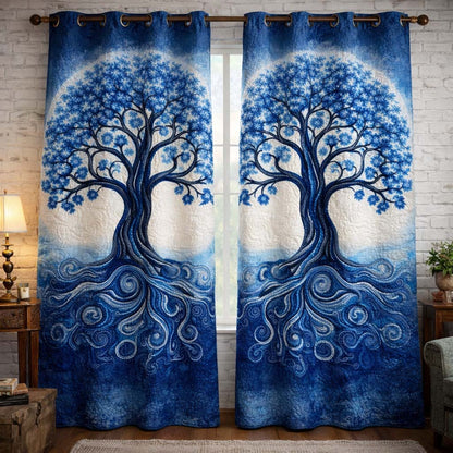 Blue Serenity Tree Quilted Curtains GFTOHD13288