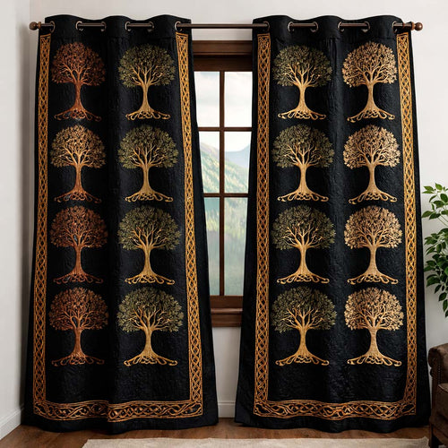 Golden Tree Grid Quilted Curtains GFTOHD13290