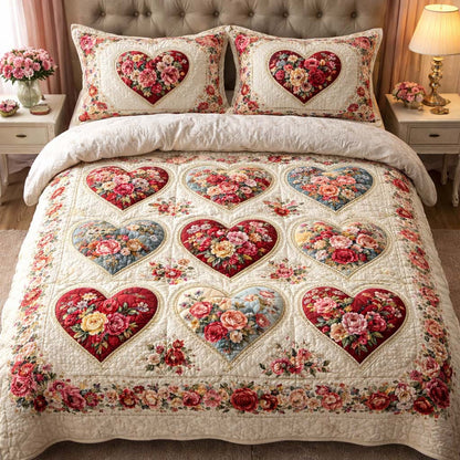 Vintage Floral Hearts Duvet Cover Set GFTOHD13292