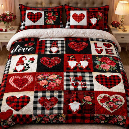 Gnome Love Patchwork Duvet Cover Set GFTOHD13294