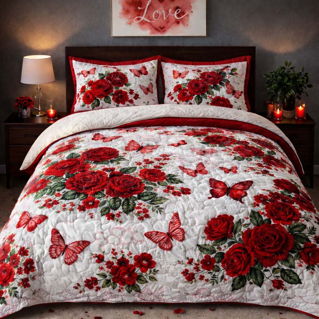 Rose Butterfly Garden Duvet Cover Set GFTOHD13296