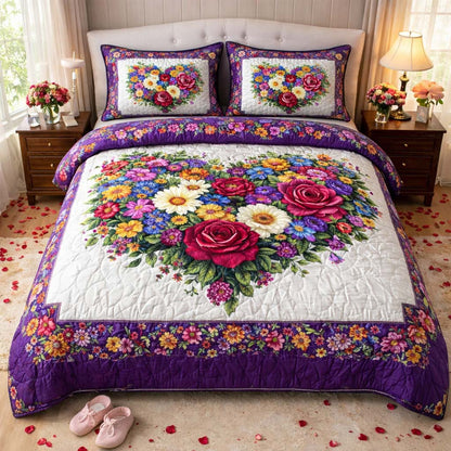 Floral Heart Bouquet Duvet Cover Set GFTOHD13298