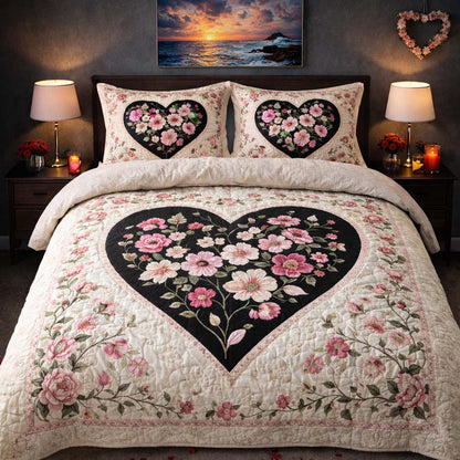 Floral Heart Bloom Duvet Cover Set GFTOHD13300