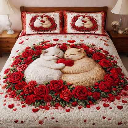 Rose Embrace Cats Duvet Cover Set GFTOHD13307