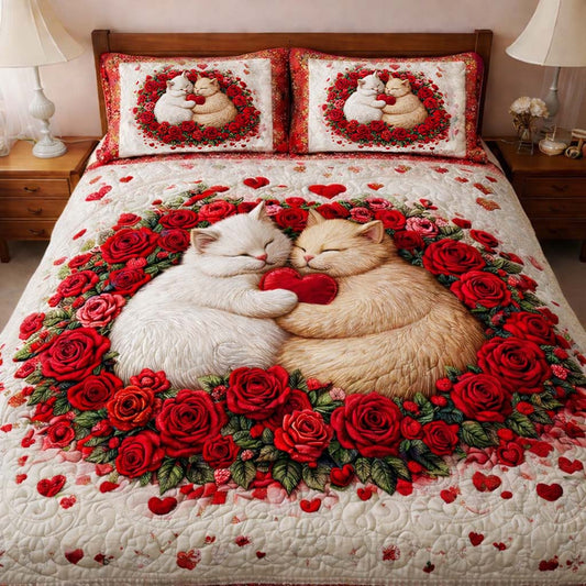 Rose Embrace Cats Duvet Cover Set GFTOHD13307