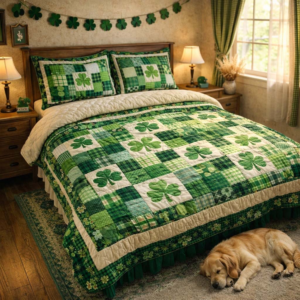 Patchwork Shamrocks Shamrock Patchwork Duvet Cover Set GFTOHD13317 – Patchique Store
