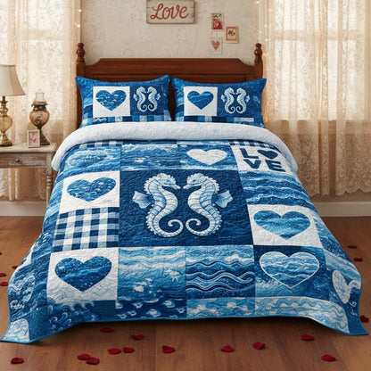 Seahorse Love Patchwork Duvet Cover Set GFTOHD13335