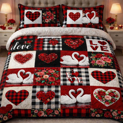 Scarlet Swan Romance Duvet Cover Set GFTOHD13337