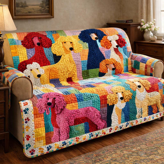 Rainbow Poodle Parade Quilted Sofa Cover GFTOHD13346