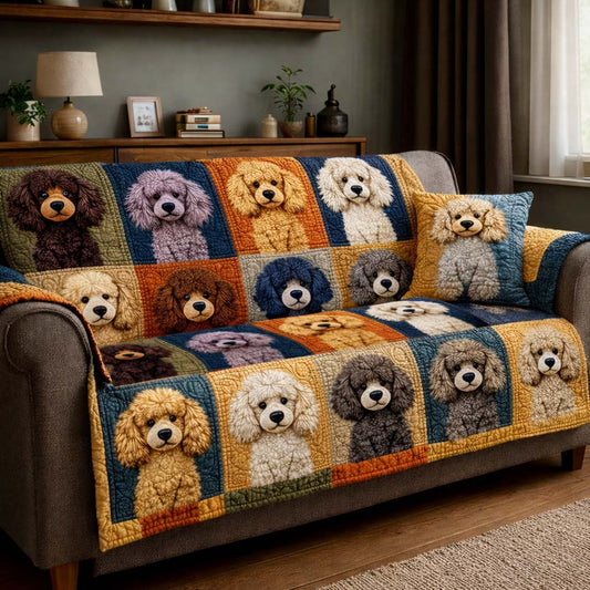 Patchwork Poodle Quilted Sofa Cover GFTOHD13347