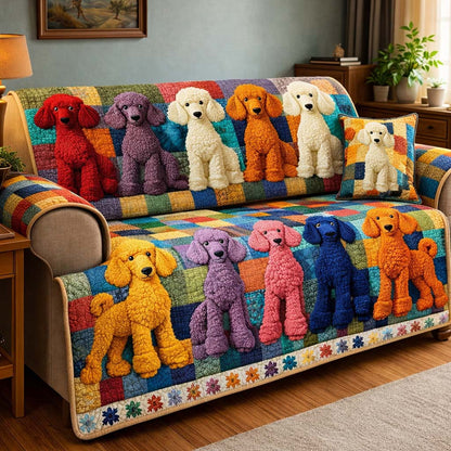 Poodle Friends Row Quilted Sofa Cover GFTOHD13349