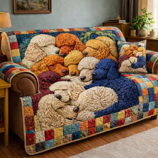 Sleeping Poodle Harmony Quilted Sofa Cover GFTOHD13350