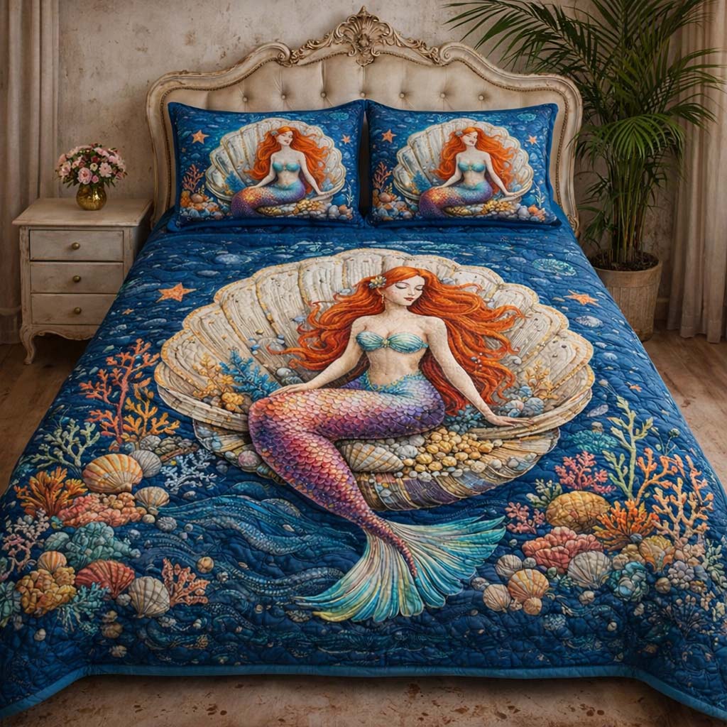 Mermaid Pearl Shell Duvet Cover Set GFTOHD13362