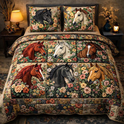 Floral Horse Garden Duvet Cover Set GFTOHD13365
