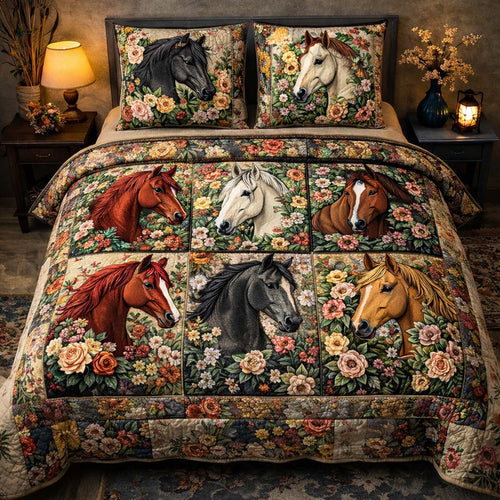 Floral Horse Garden Duvet Cover Set GFTOHD13365