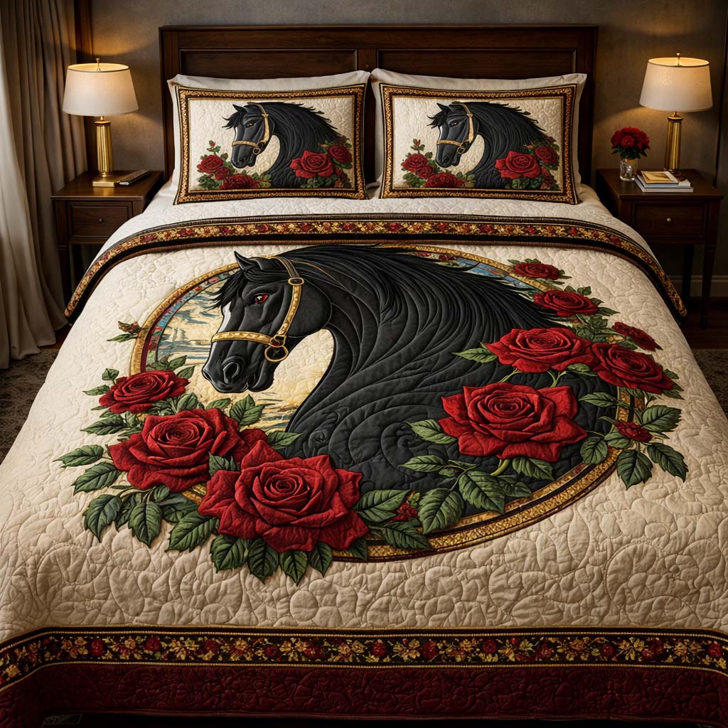 Midnight Rose Stallion Duvet Cover Set GFTOHD13371