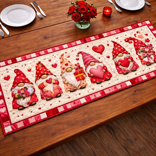 Valentine Gnome Friends Quilted Table Runner GFTOHD13379