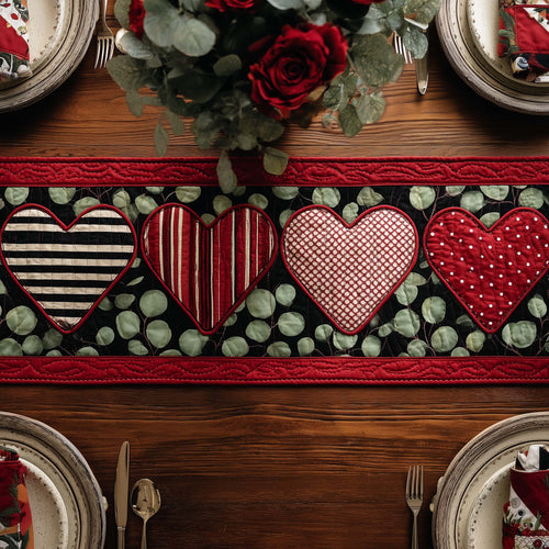Classic Valentine Hearts Quilted Table Runner GFTOHD13382
