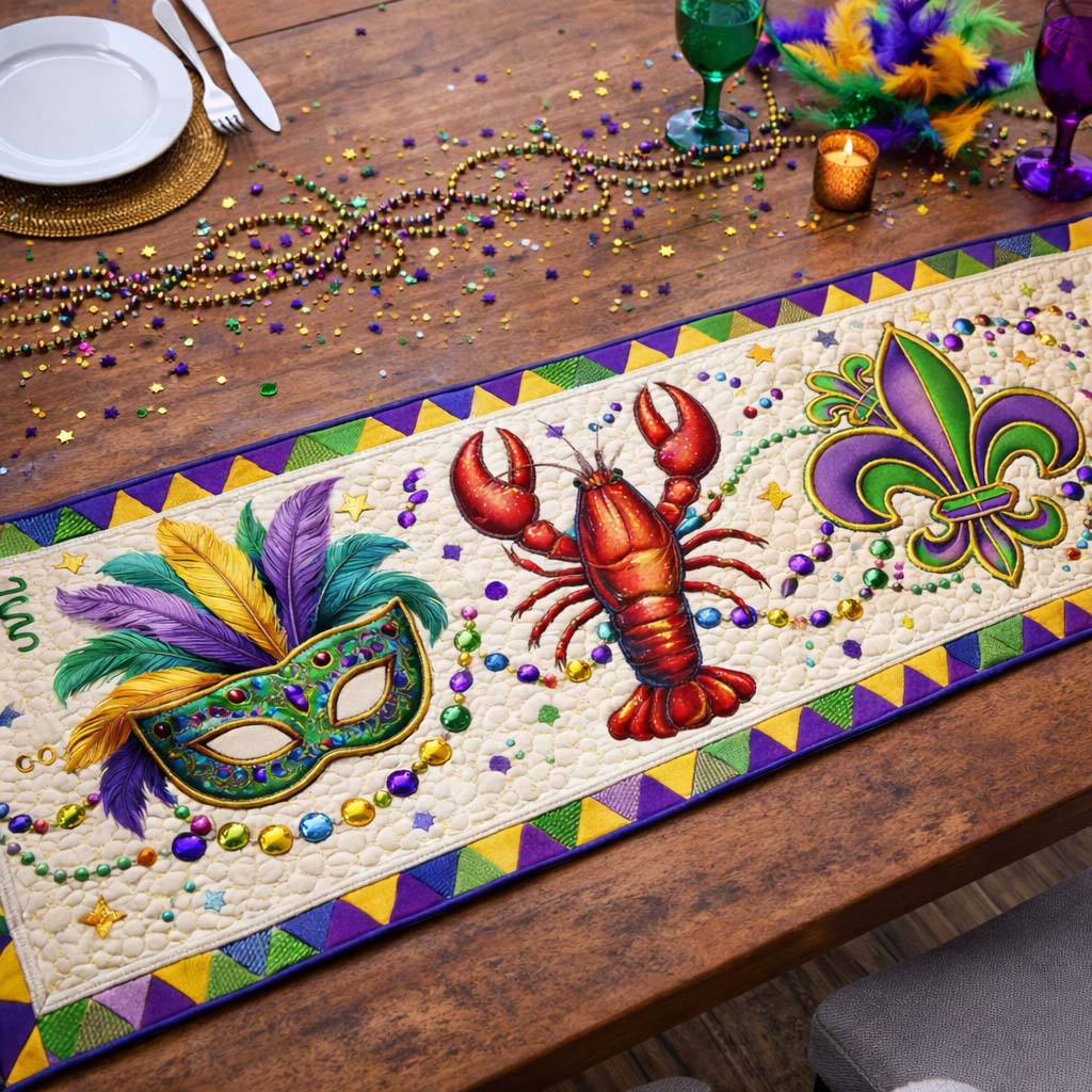 Mardi Gras Masquerade Quilted Table Runner GFTOHD13394
