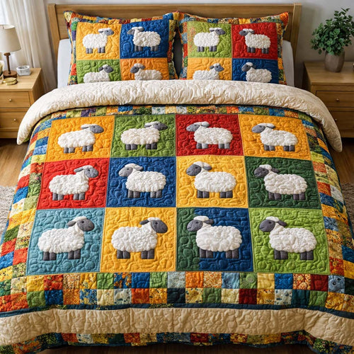 Colorful Sheep Patchwork Duvet Cover Set GFTOHD13400