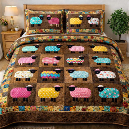 Whimsical Sheep Patchwork Duvet Cover Set GFTOHD13402
