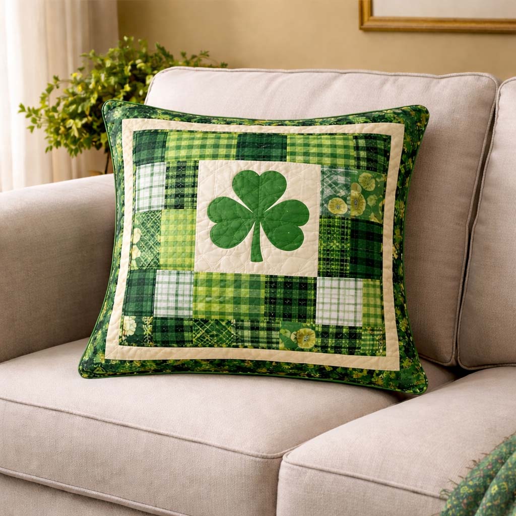 Shamrock Patchwork Quilted Pillow Case GFTOHD13406