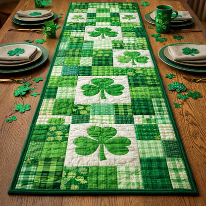 Classic Shamrock Patchwork Quilted Table Runner GFTOHD13408