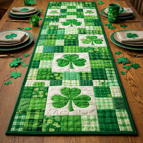 Classic Shamrock Patchwork Quilted Table Runner GFTOHD13408
