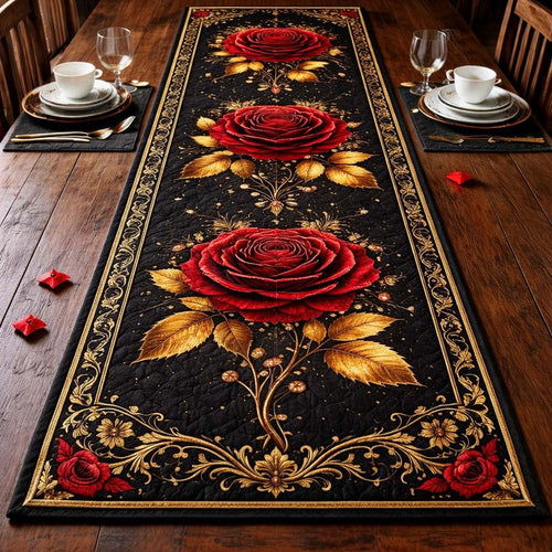 Golden Rose Elegance Quilted Table Runner GFTOHD13426
