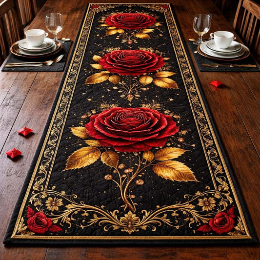 Golden Rose Elegance Quilted Table Runner GFTOHD13426