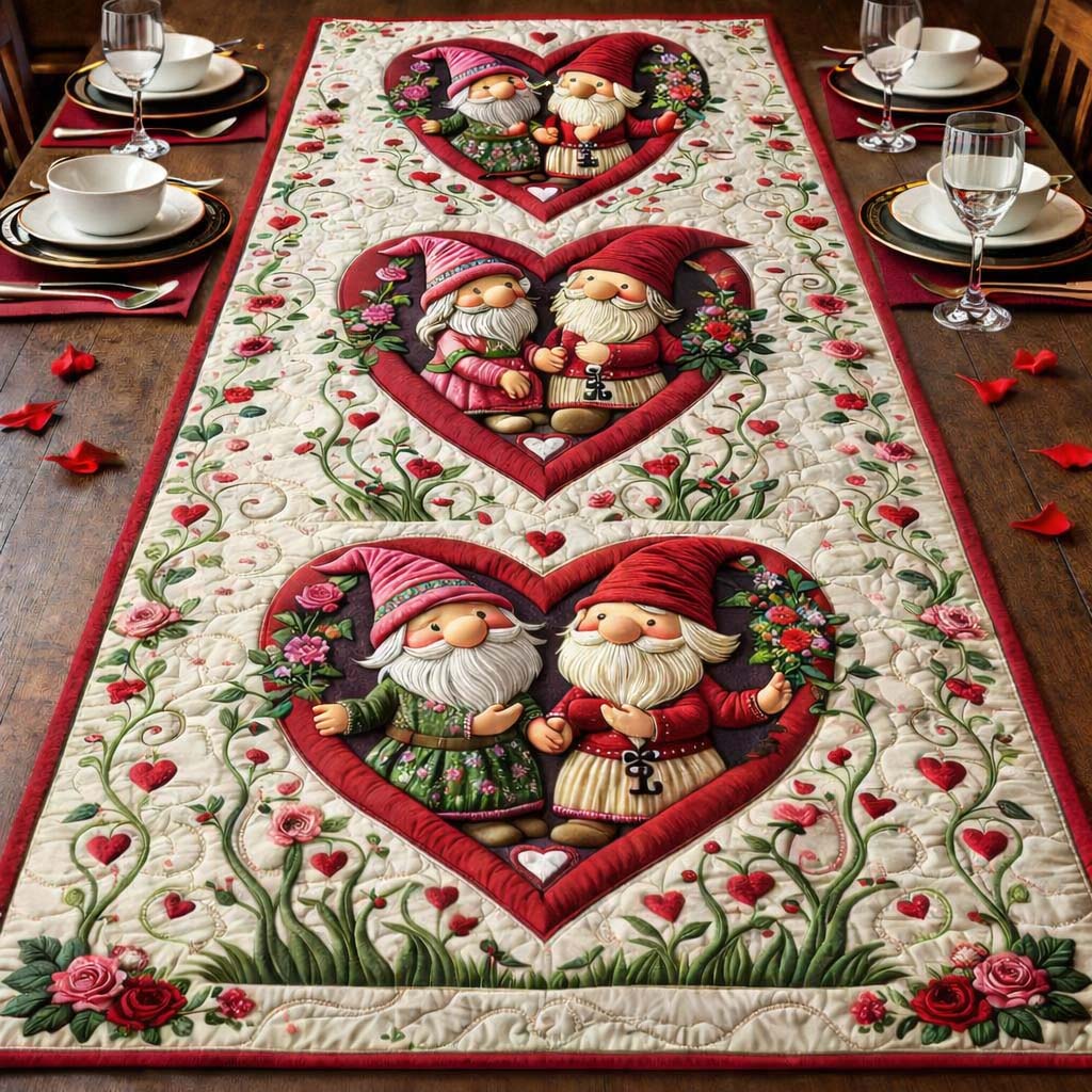 Crimson Heartloom Quilted Table Runner GFTOHD13280