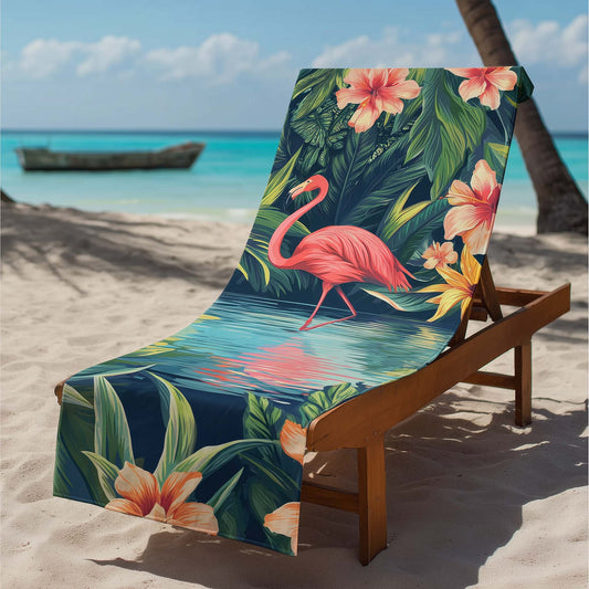 Tropical Flamingo Lounge Beach Towel GFTOHD13429