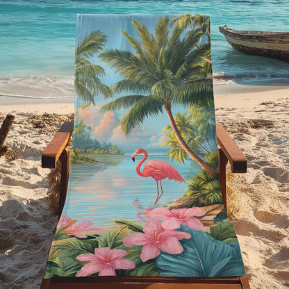 Palm Flamingo Retreat Beach Towel GFTOHD13431