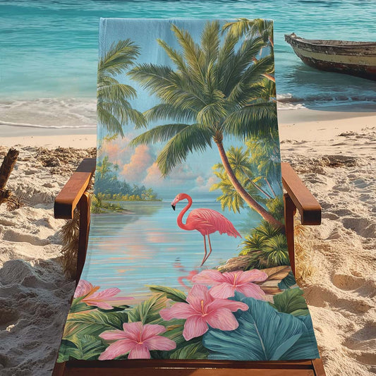 Palm Flamingo Retreat Beach Towel GFTOHD13431