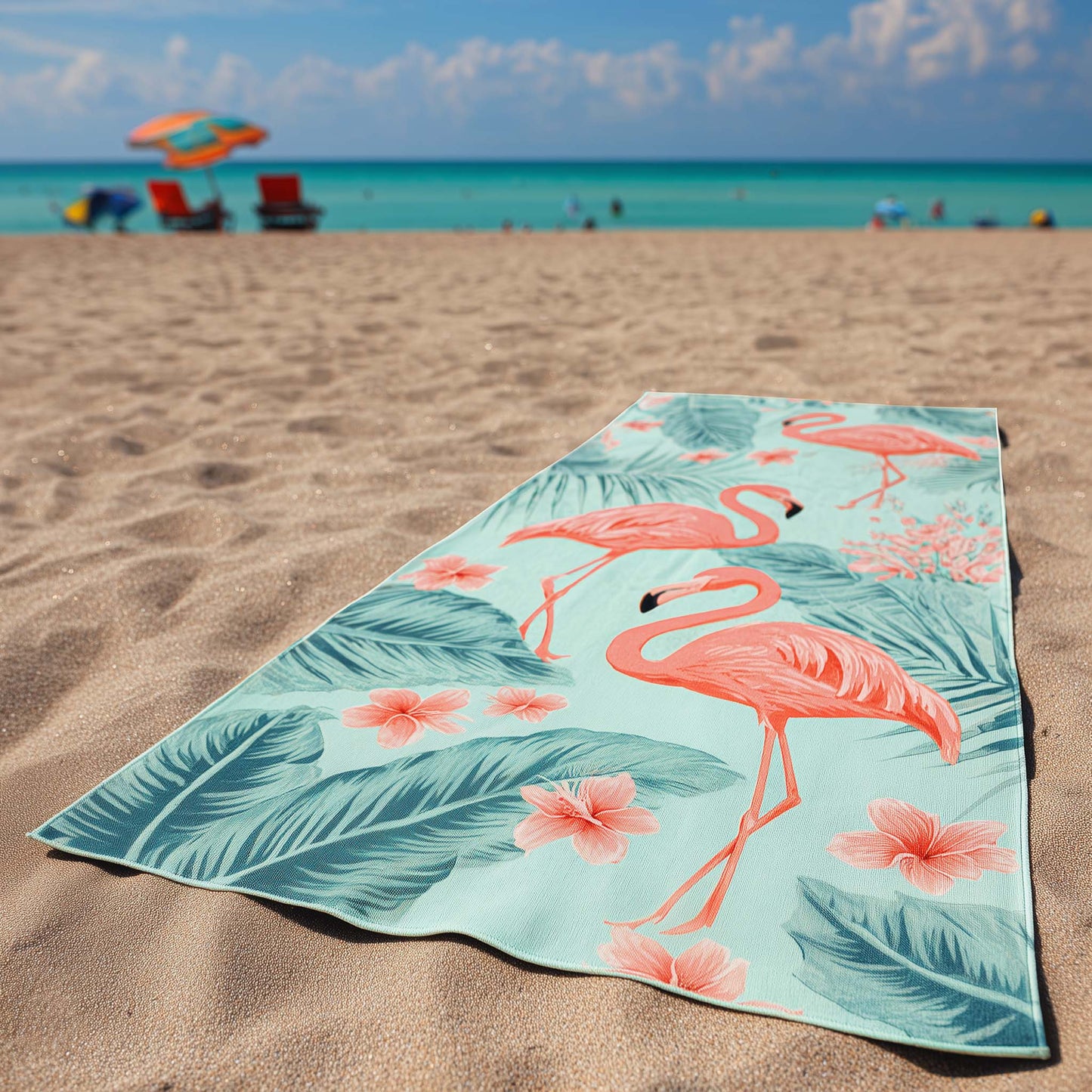 Mint Flamingo Breeze Beach Towel GFTOHD13432