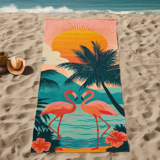 Flamingo Sunset Love Beach Towel GFTOHD13433