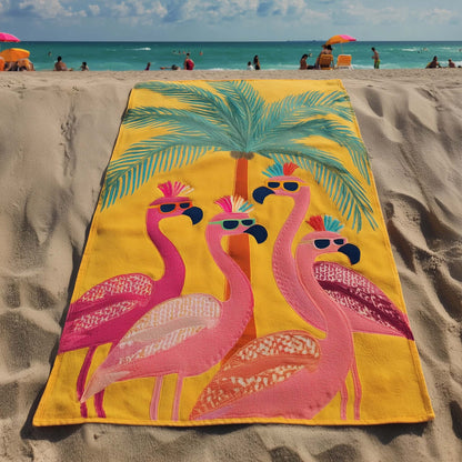 Sunny Flamingo Trio Beach Towel GFTOHD13434