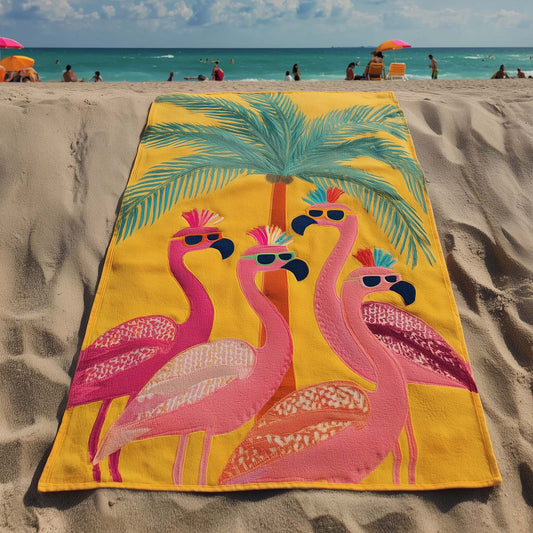 Sunny Flamingo Trio Beach Towel GFTOHD13434