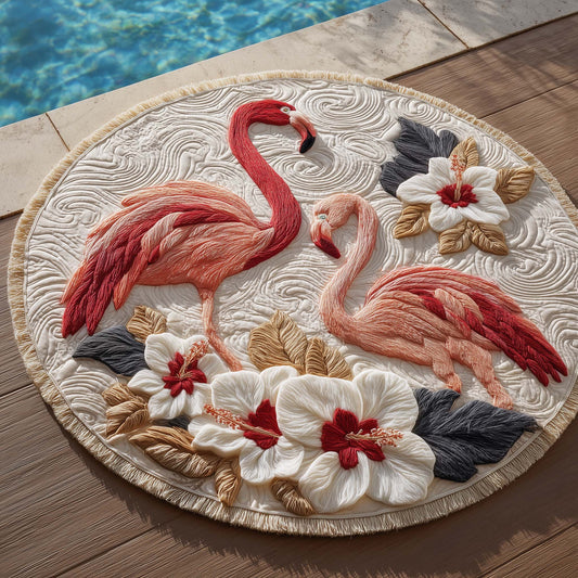 Elegant Flamingo Heaven Round Beach Towel GFTOHD13435