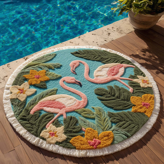 Lagoon Flamingo Heaven Round Beach Towel GFTOHD13436