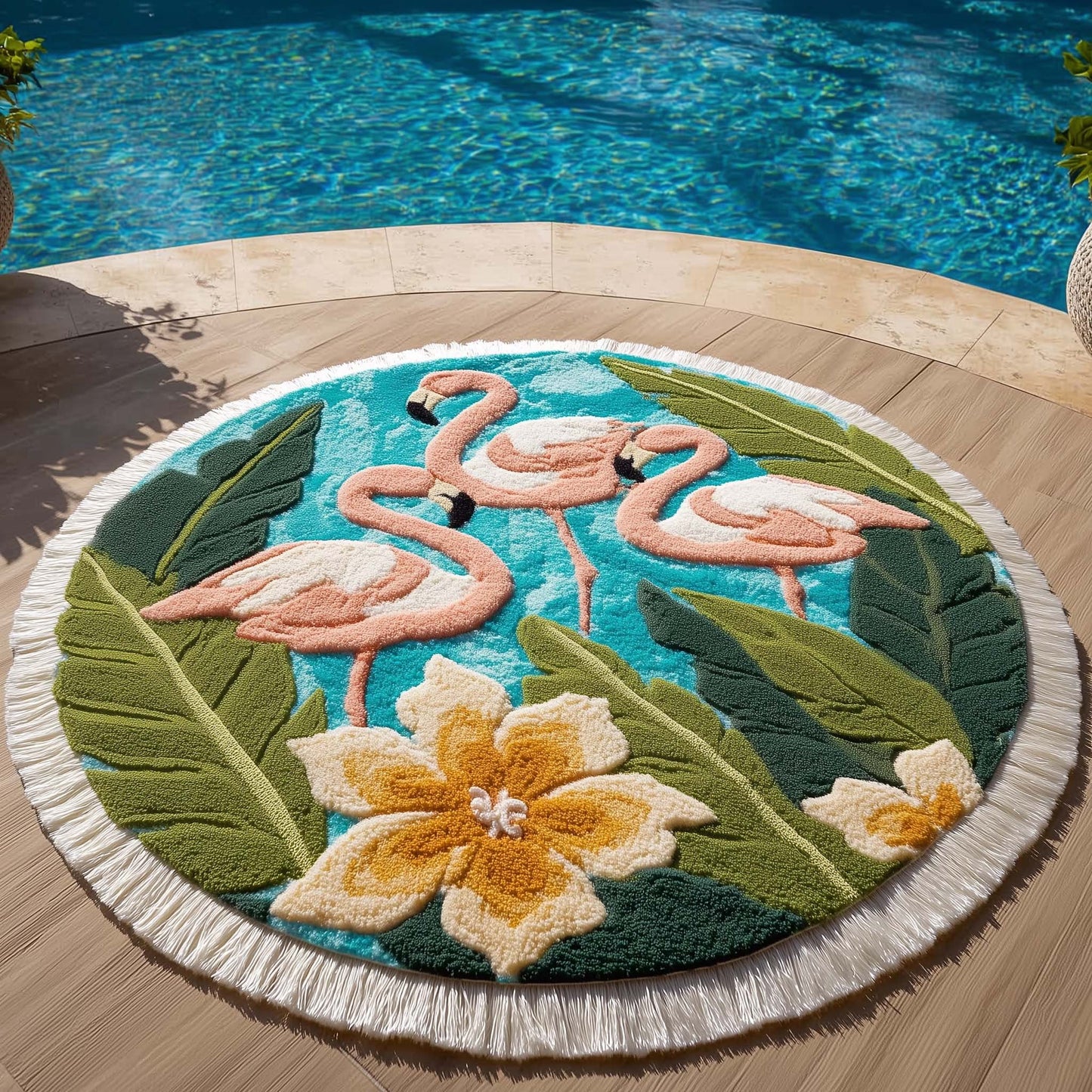 Lagoon Flamingo Heaven Round Beach Towel GFTOHD13437
