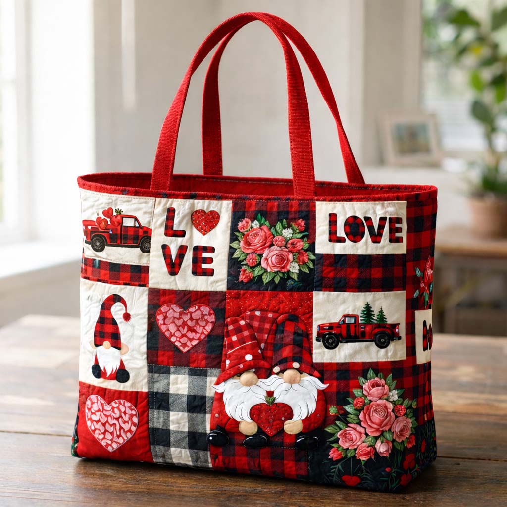 Love Gnome Patch Quilted Tote Bag GFTOHD13447